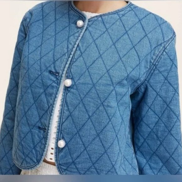 NWOT Kate Spade Blue Quilted Jean Jacket size XXL - Picture 3 of 8